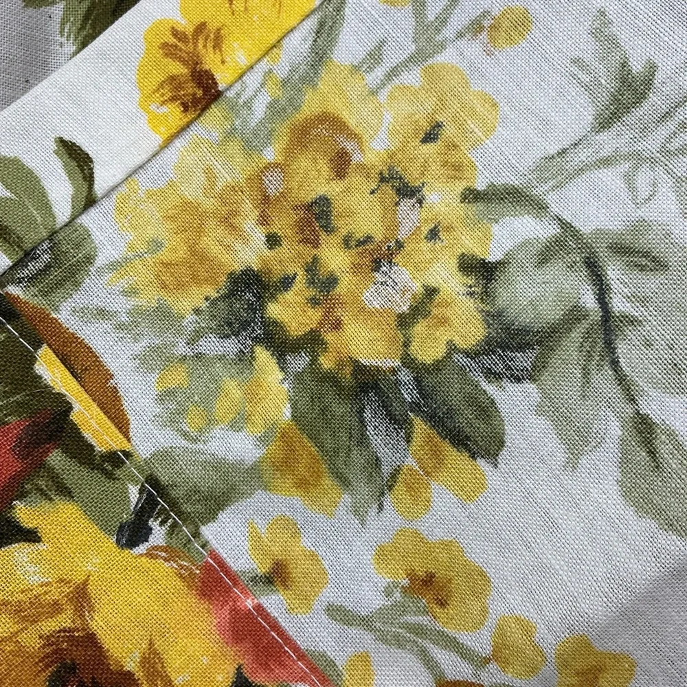 Vintage 1960s golden floral pinch pleat curtain panel set of two 23x34 USA made